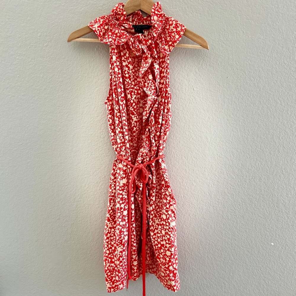 MARC JACOBS Red Floral Sleeveless 100% Cotton Dress